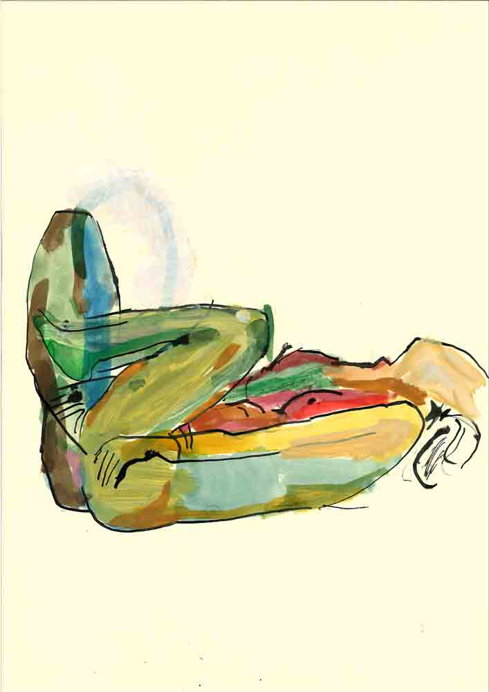 Aktzeichnen Berlinischen Galerie. 15 Minuten Akt weiblich auf Rücken liegend mit angezogenen Beinen